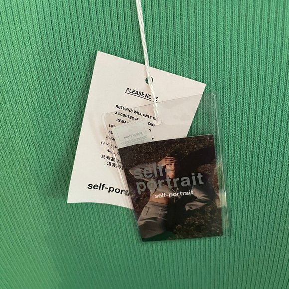 Self-Portrait Green Ribbed Middi Dress - Picture 4 of 6